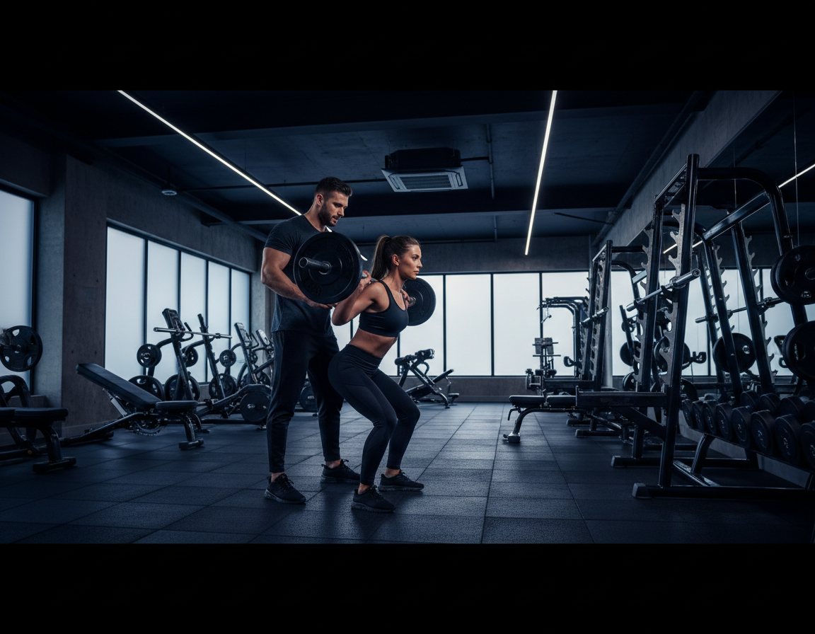 Entrenador de Elevate acompañando a una clienta en sala